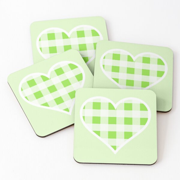 Item preview, White and Apple Green Buffalo Plaid Heart designed and sold by Bumblefuzzies.