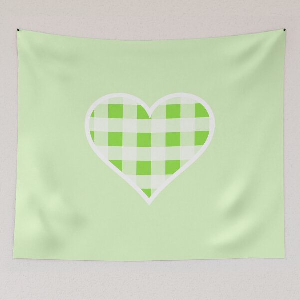 Item preview, White and Apple Green Buffalo Plaid Heart designed and sold by Bumblefuzzies.