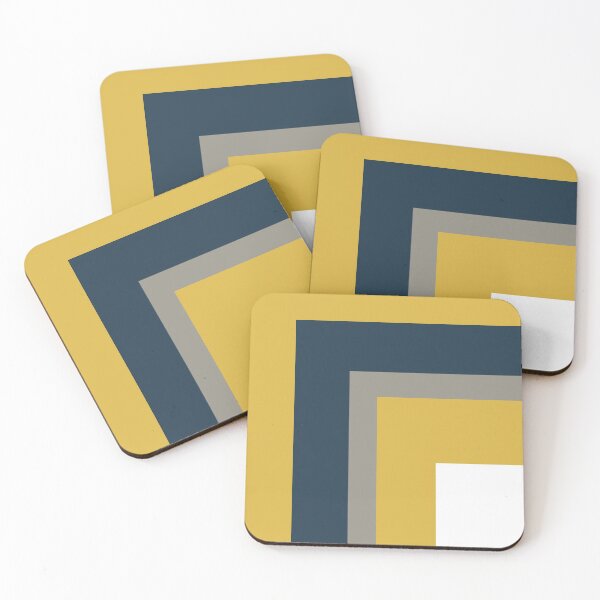 Item preview, Half Frame Minimalist Geometric Pattern in Mustard Yellow, Navy Blue, Grey, and White designed and sold by kierkegaard.