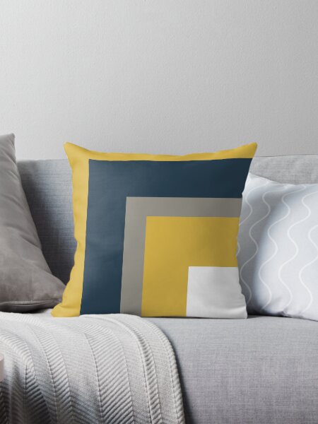 Item preview, Half Frame Minimalist Geometric Pattern in Mustard Yellow, Navy Blue, Grey, and White designed and sold by kierkegaard.