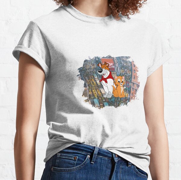  Disney Oliver & Company Dodger Bestie Outline Portrait T-Shirt  : Clothing, Shoes & Jewelry