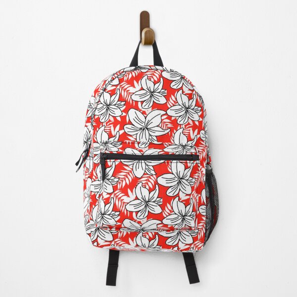 Item preview, White florals on red designed and sold by Urvashi Patel.