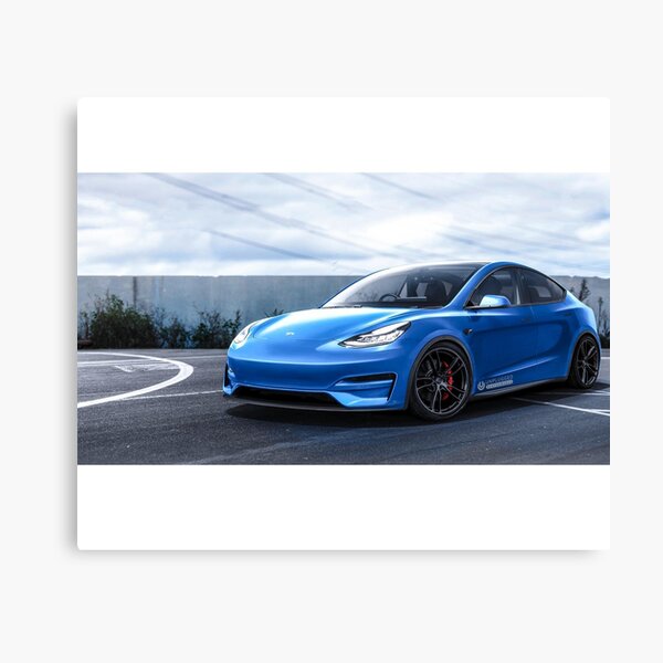 BlueTesla Model Y 2021 Long Range On Track Canvas Print