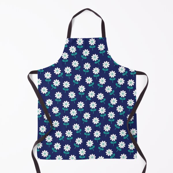 Spring Daisies on Navy Apron