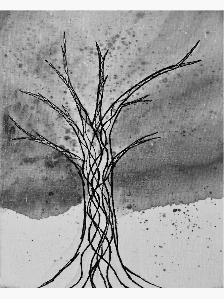 "Black and White Paint Splatter Tree" Poster for Sale by scatcatkat