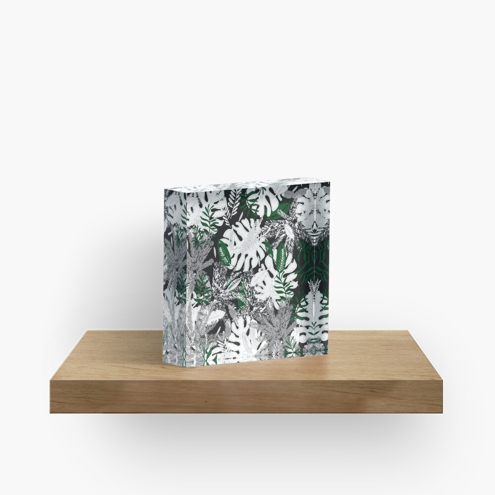 White Monstera Acrylic Block