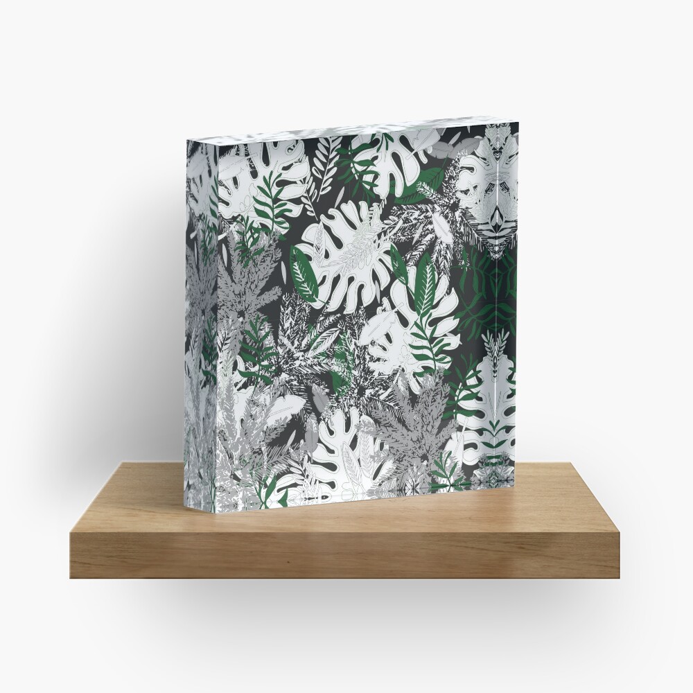 White Monstera Acrylic Block