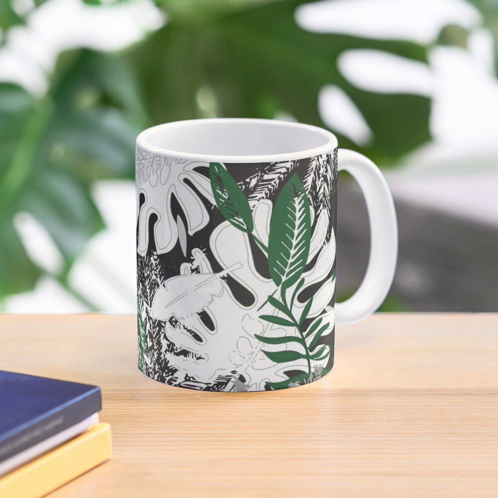 White Monstera Mug