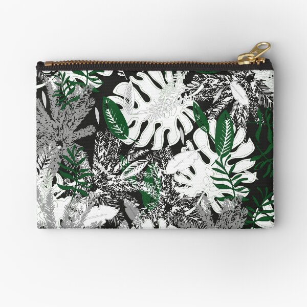 White Monstera Zipper Pouch