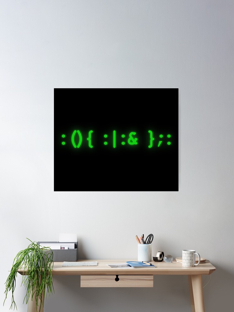 Thumbnail 1 of 3, Poster, fork bomb bright green designed and sold by Starstacks.