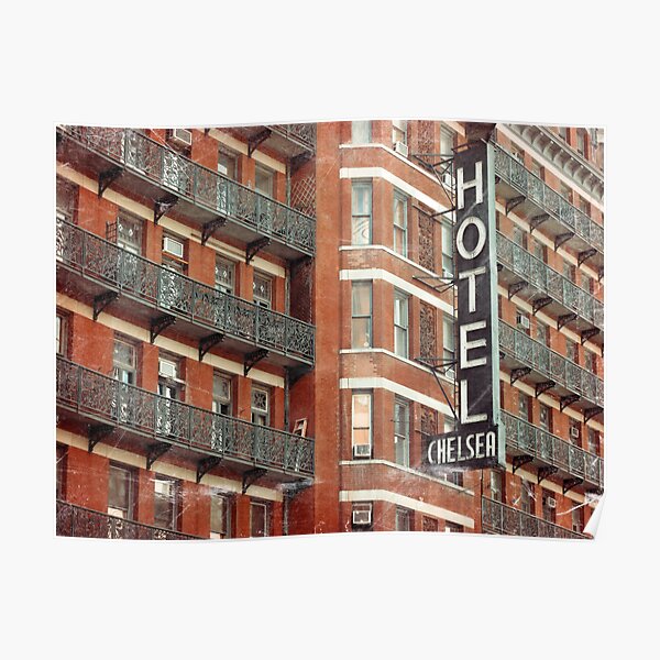 Facade of the Chelsea Hotel with neon sign Poster