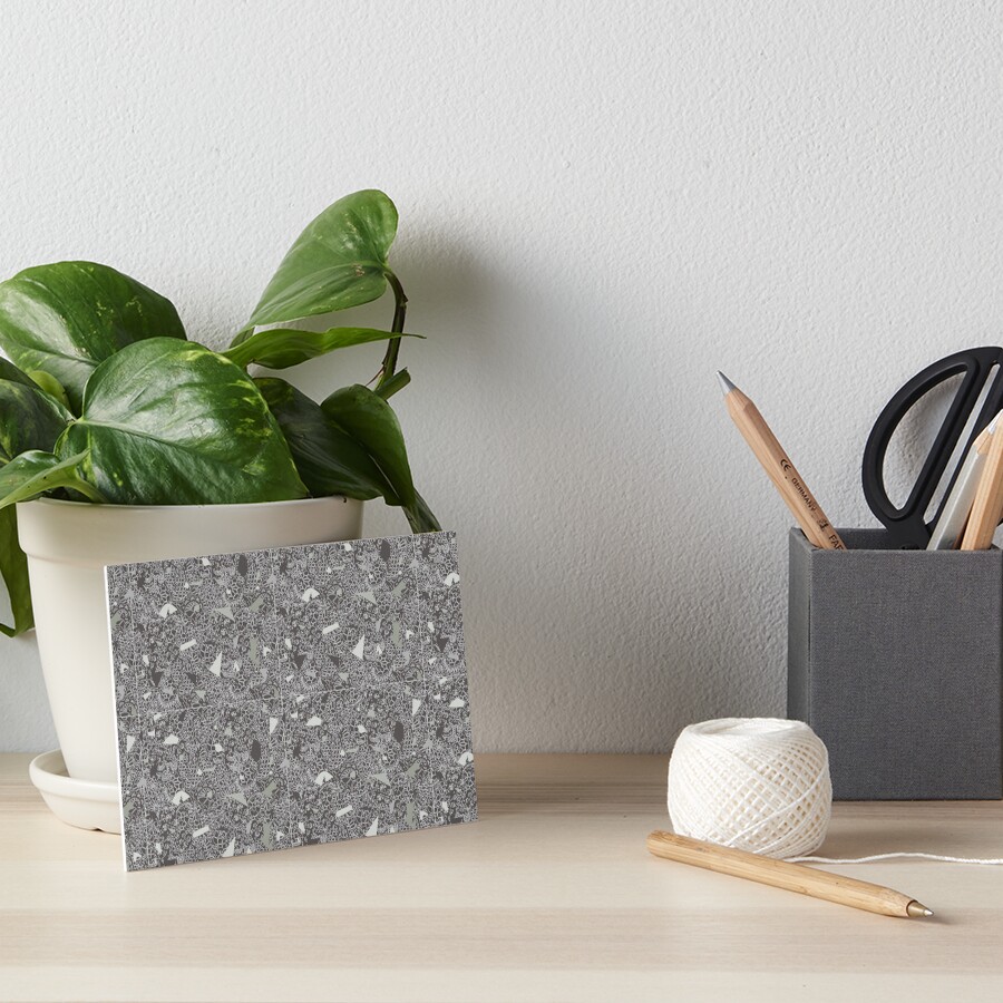 White Lace Tile with Terrazzo in Grey Art Board Print
