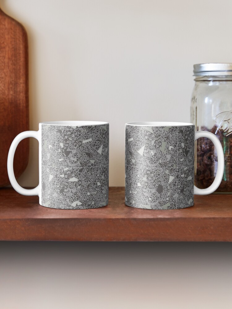 Alternate view of White Lace Tile with Terrazzo in Grey Mug