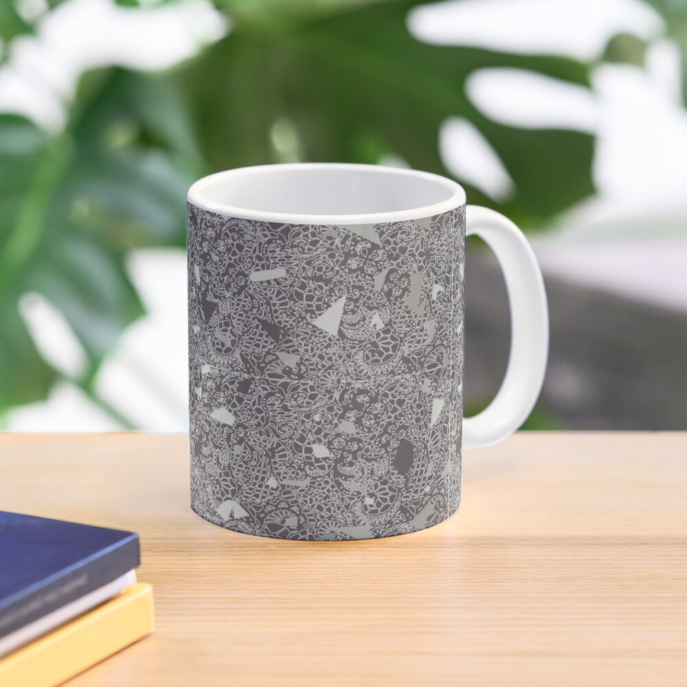 White Lace Tile with Terrazzo in Grey Mug