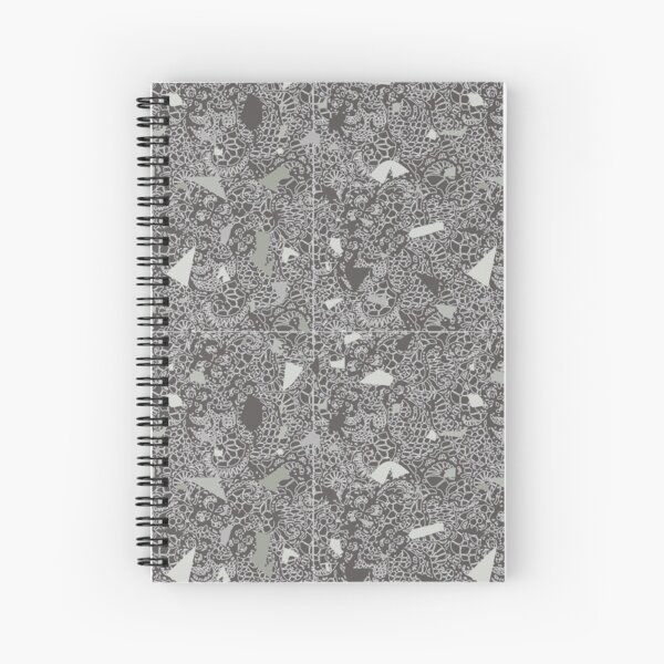 White Lace Tile with Terrazzo in Grey Spiral Notebook