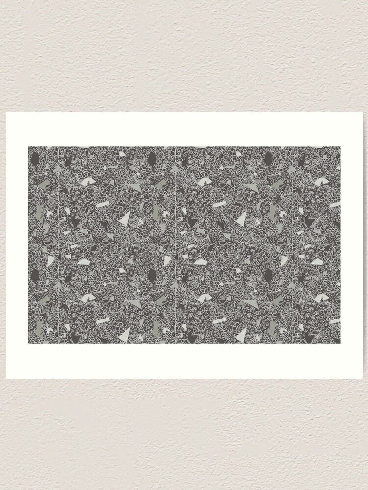 Alternate view of White Lace Tile with Terrazzo in Grey Art Print