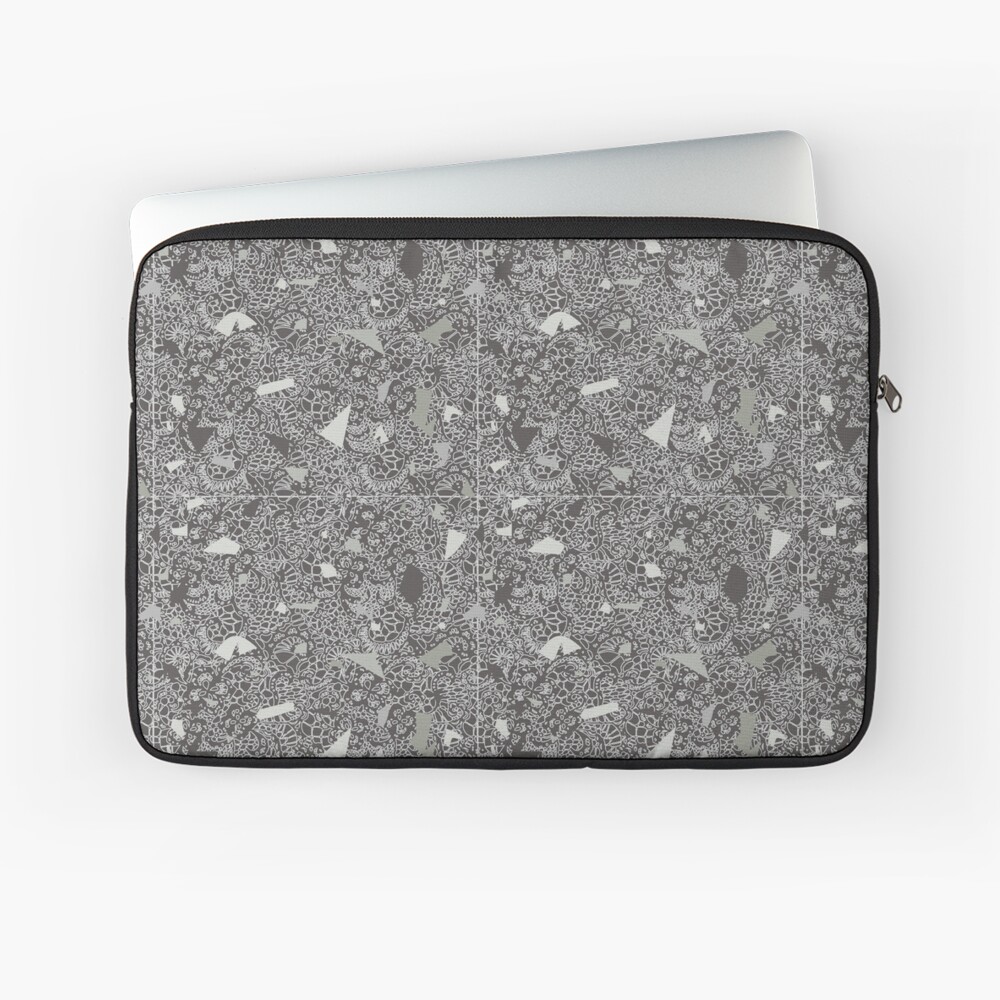 White Lace Tile with Terrazzo in Grey Laptop Sleeve
