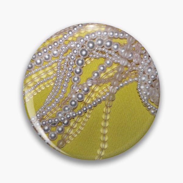 Item preview, Pink pearls and beads on a deep yellow background designed and sold by Kim-Pratt.