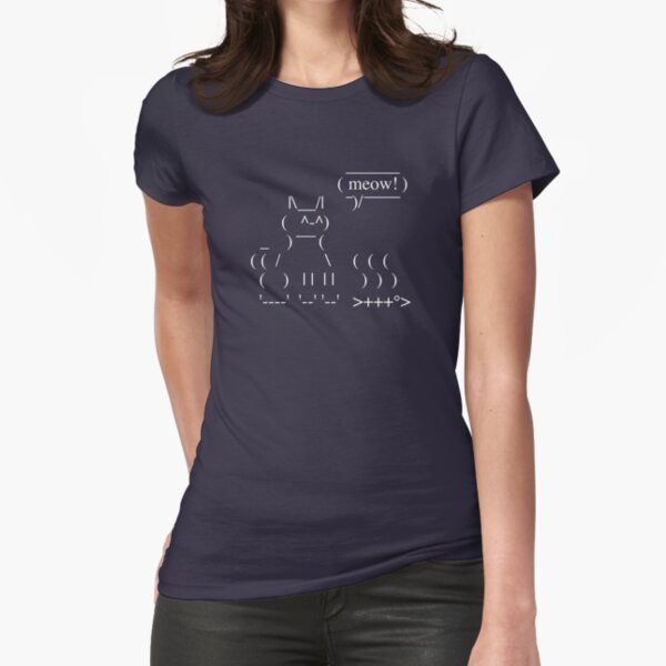 Ascii Cat (Inverted) Fitted T-Shirt