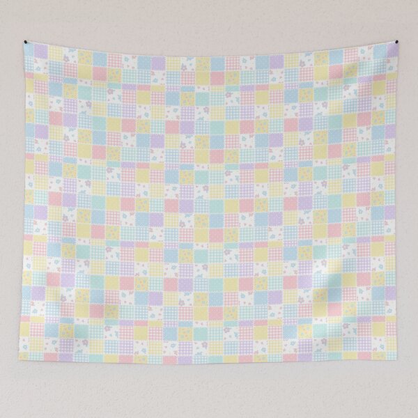 Item preview, Pastel Aesthetic Quilt Flowers Dots Gingham Pretty Kawaii Cute Cozy Cottagecore designed and sold by candymoondesign.