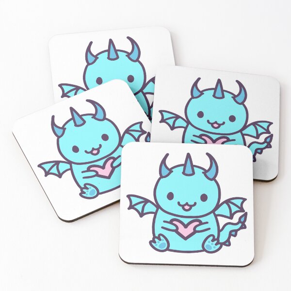 Item preview, cute kawaii aqua blue dragon holding heart print design designed and sold by Jenny Romeril.