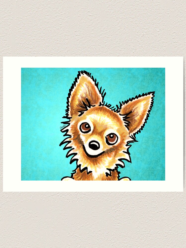 Long Haired Tan Chihuahua Art Print By Offleashart Redbubble