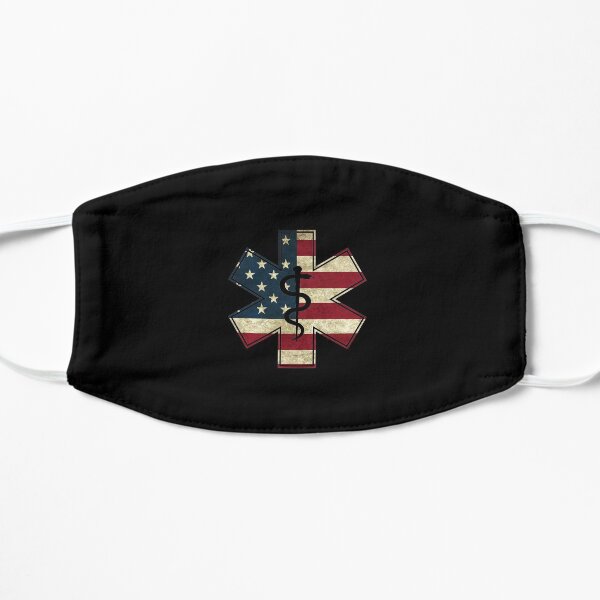 EMT Star of Life EMS First Responder EMTS American Flag Gift graphic Flat Mask