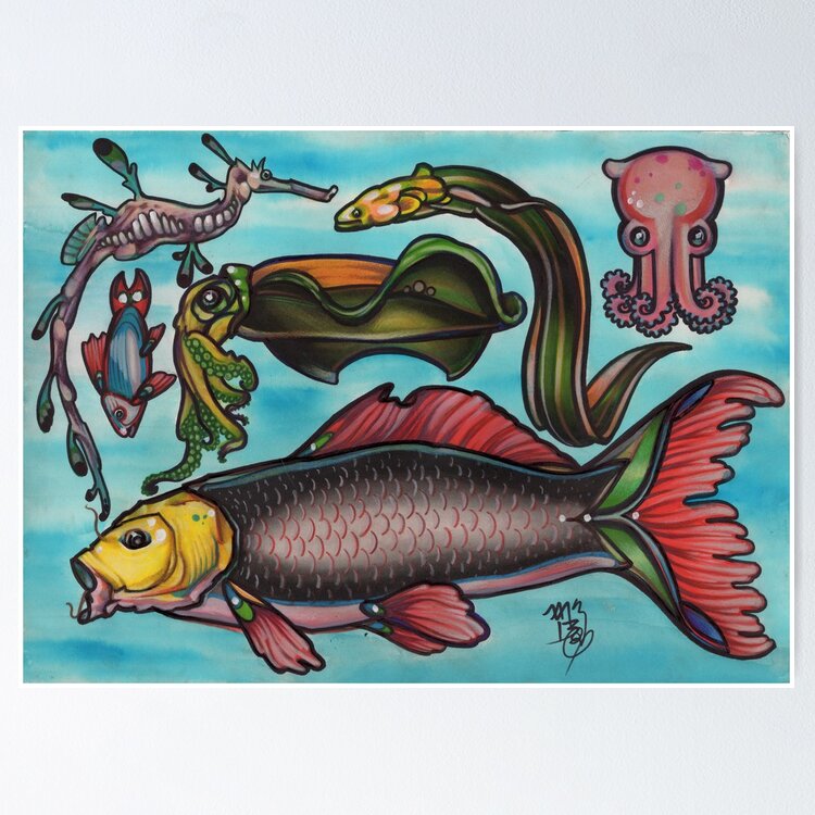 Vintage Reel Big Fish Wall And Art Print  Big fish, Fishing decals, Flash  tattoo designs