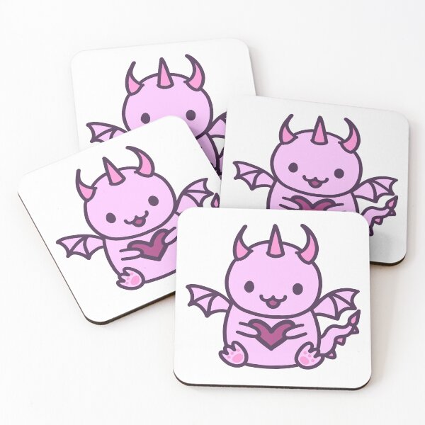 Item preview, cute kawaii pink magenta dragon holding dark pink heart, print design designed and sold by Jenny Romeril.