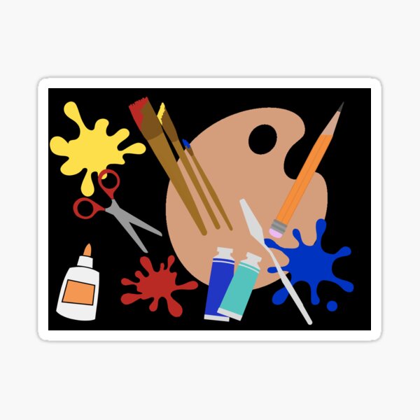 Item preview, art teacher back to school fun supplies with black background designed and sold by Ella's  Doodles And Designs.