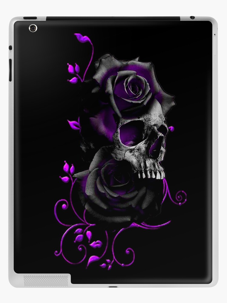 Funda y vinilo para iPad «Calavera con Rosas Negras y Moradas» de  SilvinaNoemi | Redbubble