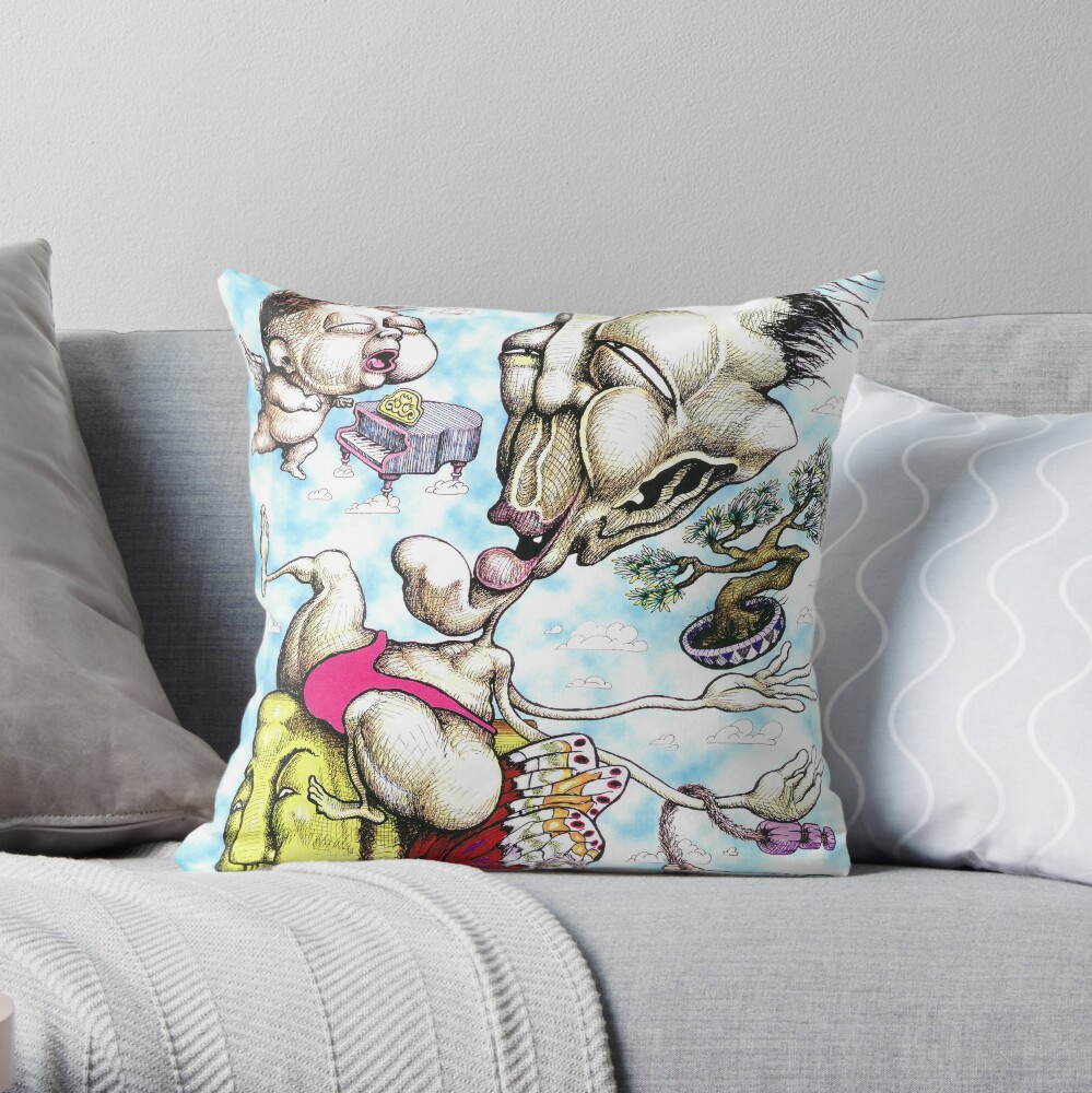 Sumo Wrestler & Cherub Throw Pillow