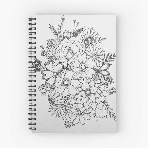 Item preview, Black and white bouquet drawing designed and sold by Maritza624.