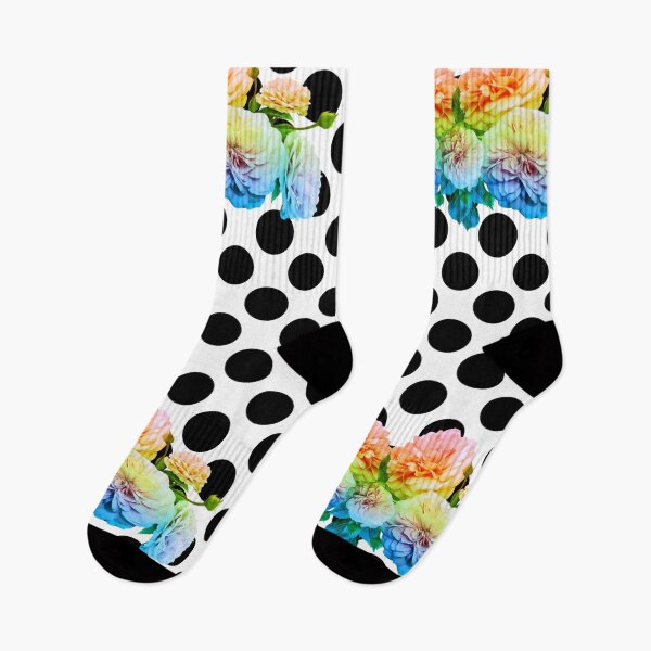 Item preview, Rainbow Flowers Black Polka Dots designed and sold by Happy-and-Neat.