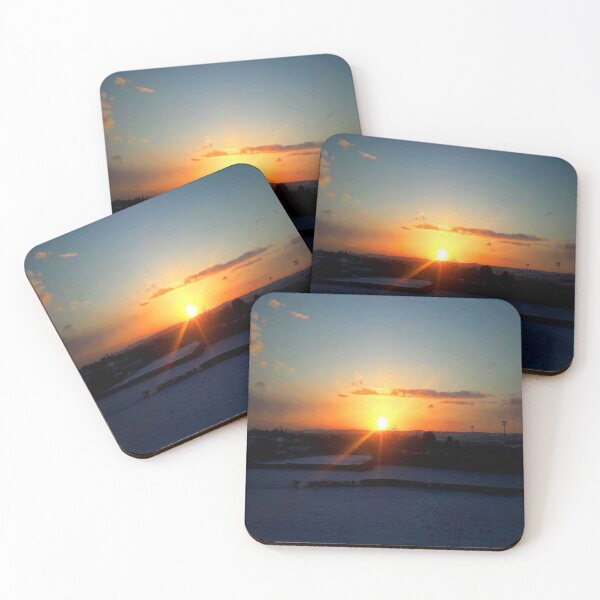 Item preview, Sunset Over Snowy Fields Landscape  designed and sold by MysticMagpie.