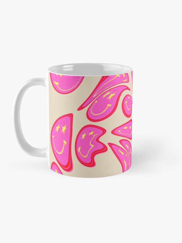 Large Pink and Orange Groovy Smiley Face Pattern - Retro Aesthetic Coffee  Mug by Aesthetic Wall Decor by SB Designs