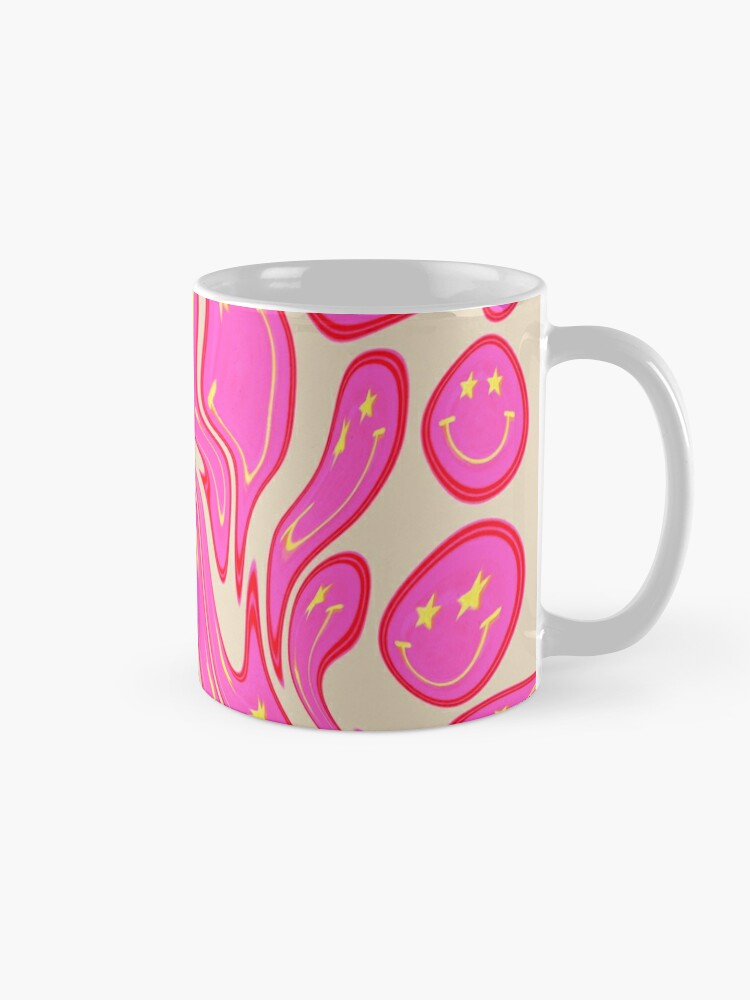 Large Pink and Orange Groovy Smiley Face Pattern - Retro Aesthetic Coffee  Mug by Aesthetic Wall Decor by SB Designs