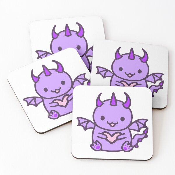 Item preview, cute kawaii lavender purple dragon holding pink heart, print design designed and sold by Jenny Romeril.