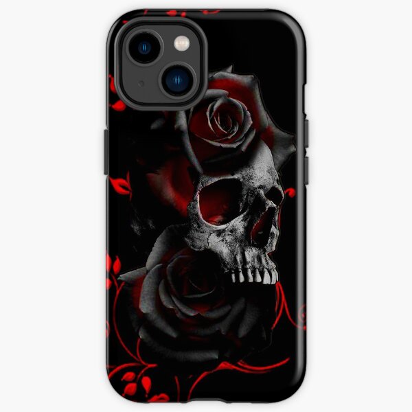 Skull with Black and Red Roses iPhone Tough Case