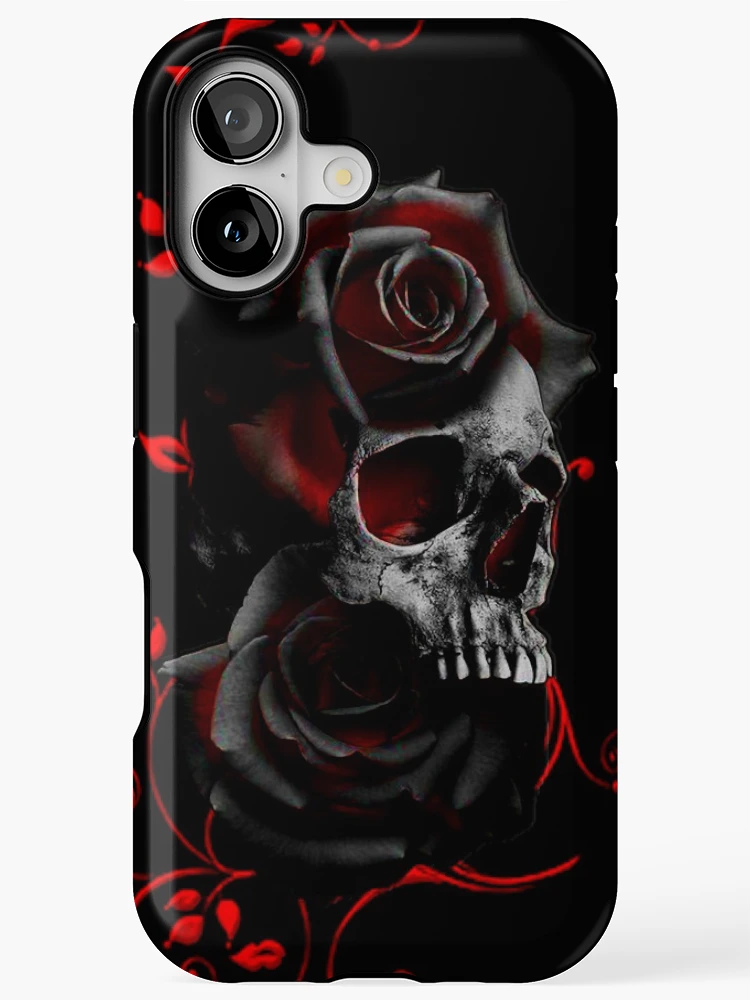Yicomon Compatible With IPhone 12 Pro Max Case,Skull Red Rose Pattern Print Matte Phone Case Durable Fashion Funny Liquid Silicone Case Soft Anti-Scratch Shockproof Protective Cover