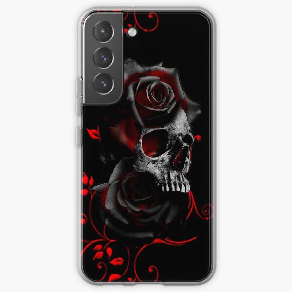 Skull with Black and Red Roses Samsung Galaxy Soft Case