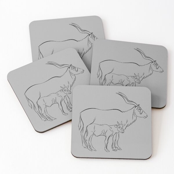 Item preview, Addax with calf zoo animals coloring line art designed and sold by Designwebjae.