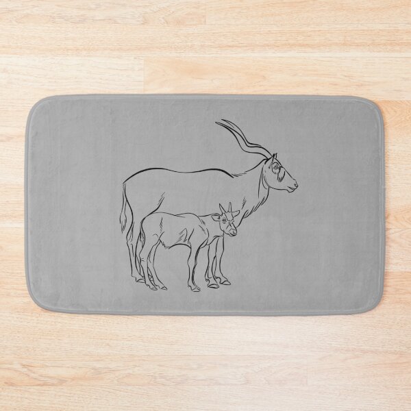 Item preview, Addax with calf zoo animals coloring line art designed and sold by Designwebjae.