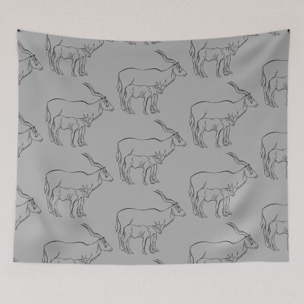 Item preview, Addax with calf zoo animals coloring line art designed and sold by Designwebjae.