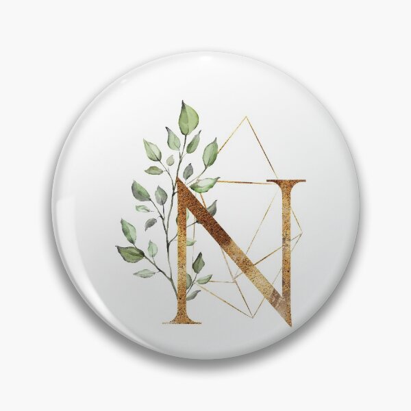 Item preview, Golden ethereal floral monogram - N designed and sold by peggieprints.