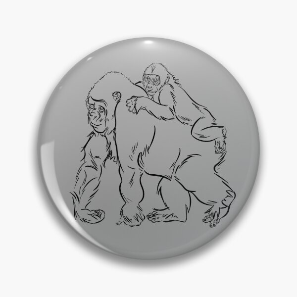 Artikelvorschau, Gorilla with child zoo animals coloring line art entworfen und verkauft von Designwebjae.