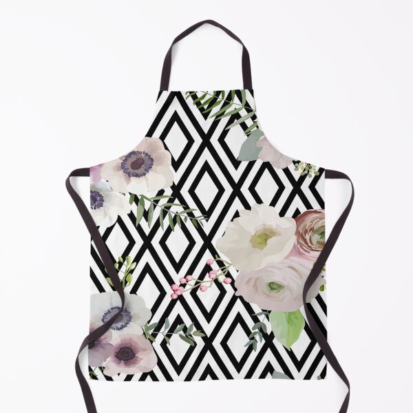 Item preview, Vintage florals on monochrome geo designed and sold by peggieprints.