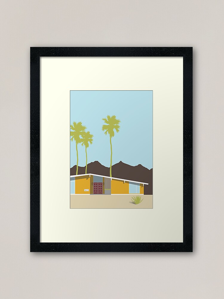 Thumbnail 1 of 7, Framed Art Print, Mid-Century Modern Palm Springs Inspired House #3 designed and sold by aMano-mapping.