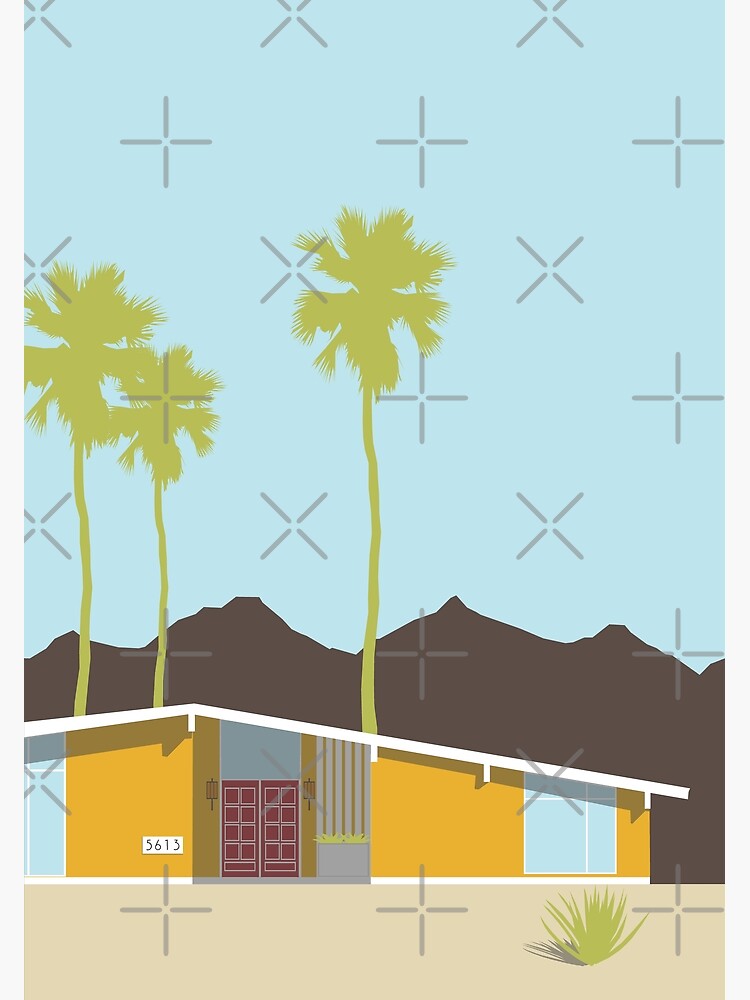 Thumbnail 7 of 7, Framed Art Print, Mid-Century Modern Palm Springs Inspired House #3 designed and sold by aMano-mapping.