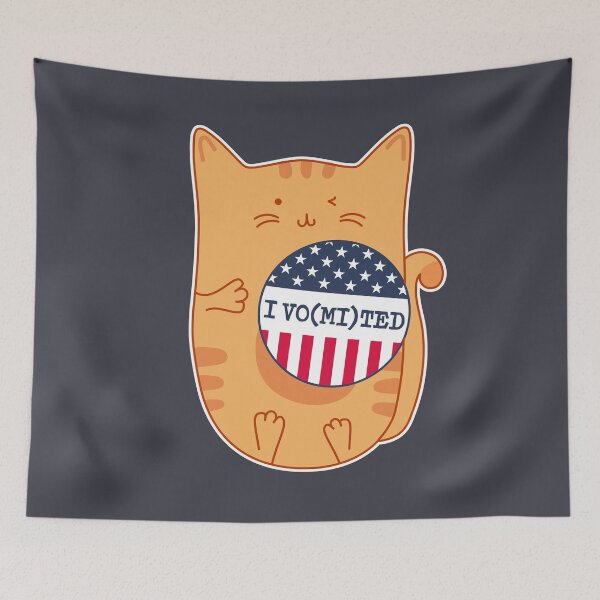 Item preview, I Voted I Vomited Cat Funny Election Day Sticker designed and sold by mindeverykind.
